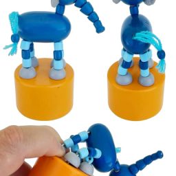 Safari Blue Elephant Wooden Thumb Puppet Toy