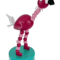 Pink Flamingo Wooden Thumb Push Puppet Toy