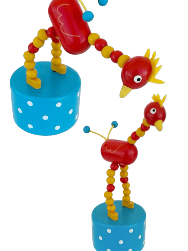 Red Rooster Wooden Thumb Push Puppet Toy