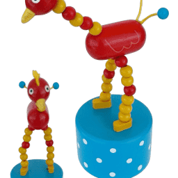 Red Rooster Wooden Thumb Push Puppet Toy