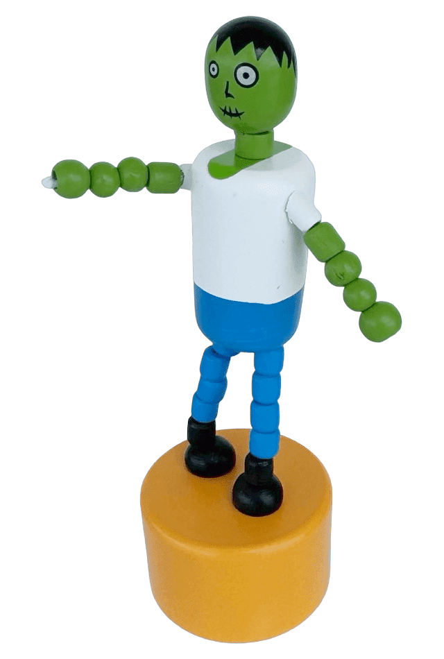 Frankenstein Monster Wooden Thumb Push Puppet Toy