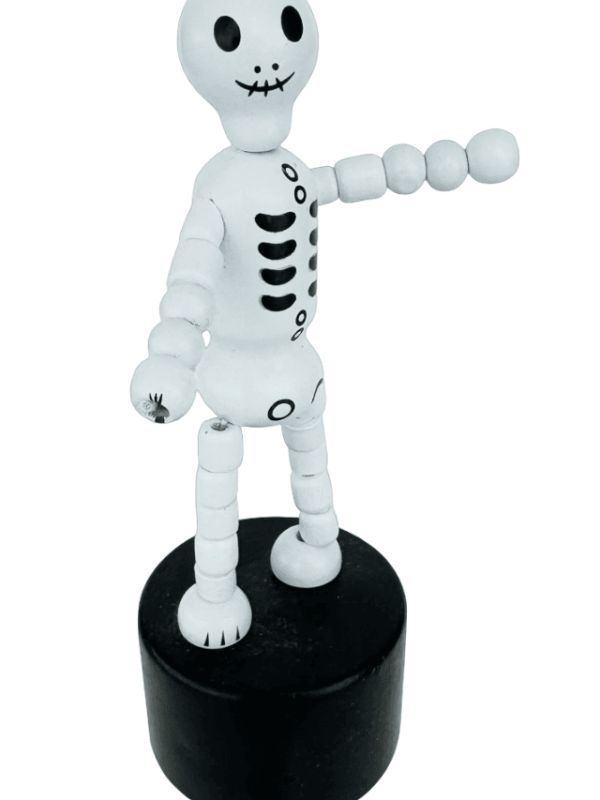 Skeleton Halloween Wooden Thumb Push Puppet Toy