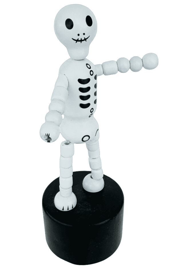 Skeleton Halloween Wooden Thumb Push Puppet Toy