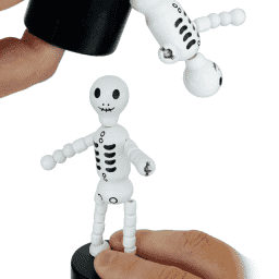 Skeleton Halloween Wooden Thumb Push Puppet Toy
