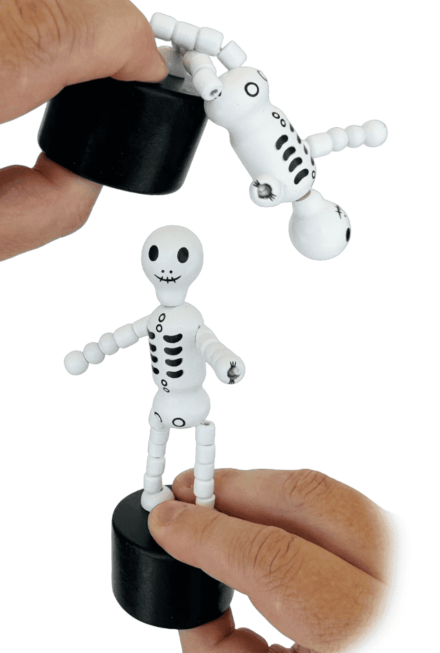 Skeleton Halloween Wooden Thumb Push Puppet Toy