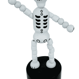 Skeleton Halloween Wooden Thumb Push Puppet Toy