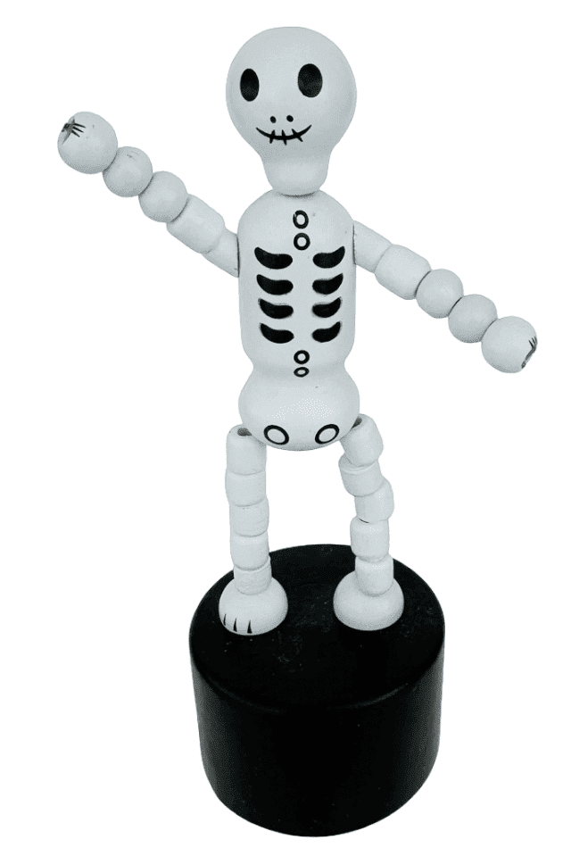 Skeleton Halloween Wooden Thumb Push Puppet Toy