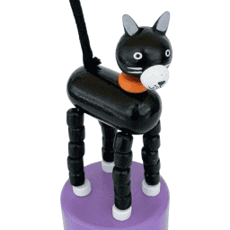 Black Cat Halloween Wooden Thumb Push Puppet Toy