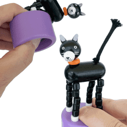 Black Cat Halloween Wooden Thumb Push Puppet Toy