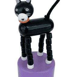 Black Cat Halloween Wooden Thumb Push Puppet Toy