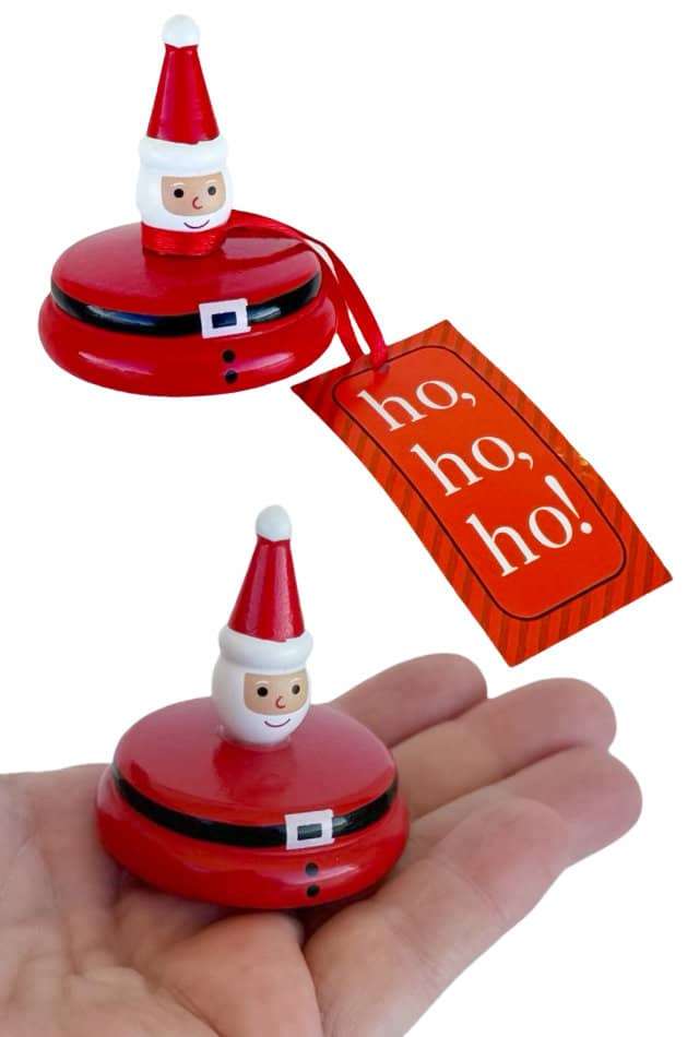 One Santa Wooden Top : Vintage Christmas : Spinning Toy